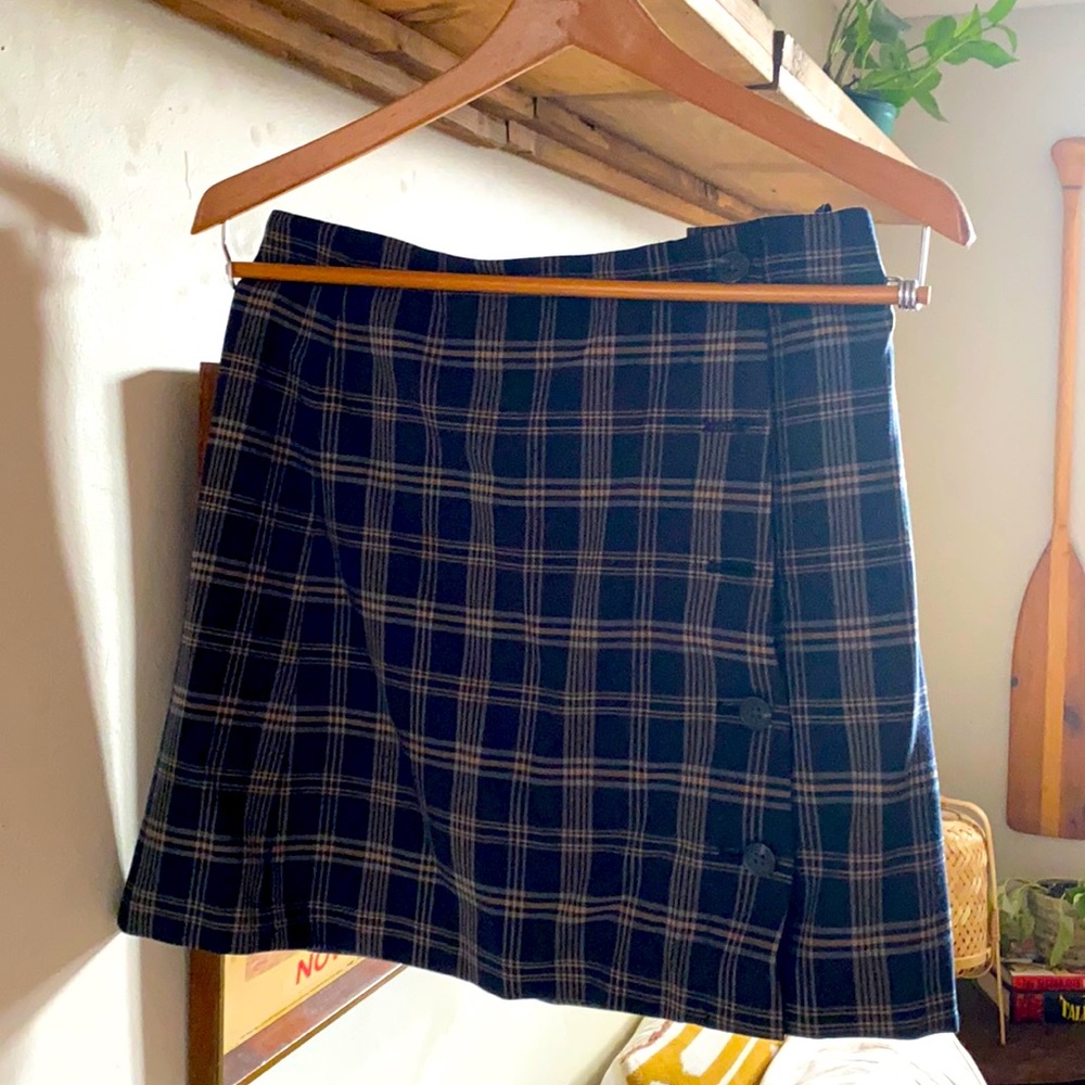 Sunday Best Navy Plaid Mini Skirt. Size 6.